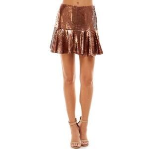 TCEC Sequin Mini Skirt SMALL Burnt Orange Fit Flare Party Skirt